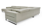 Hawkey - Contemporary Light Grey Leather LAF Chaise Sectional Sofa — view 2