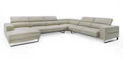 Hawkey - Contemporary Light Grey Leather LAF Chaise Sectional Sofa — view 5