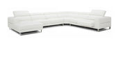 Hawkey - Contemporary White Full Leather U Shaped Left Facing Sectional Sofa