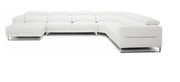 Hawkey - Contemporary White Full Leather U Shaped Left Facing Sectional Sofa — view 2