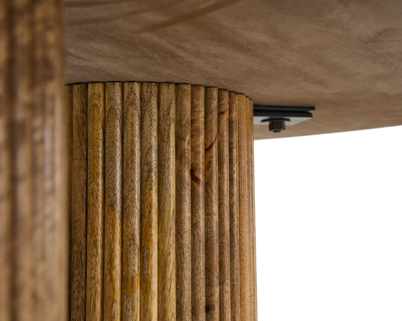 Hayden - Modern Marble + Wood Round Dining Table — view 3