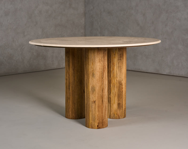 Hayden - Modern Marble + Wood Round Dining Table — view 4