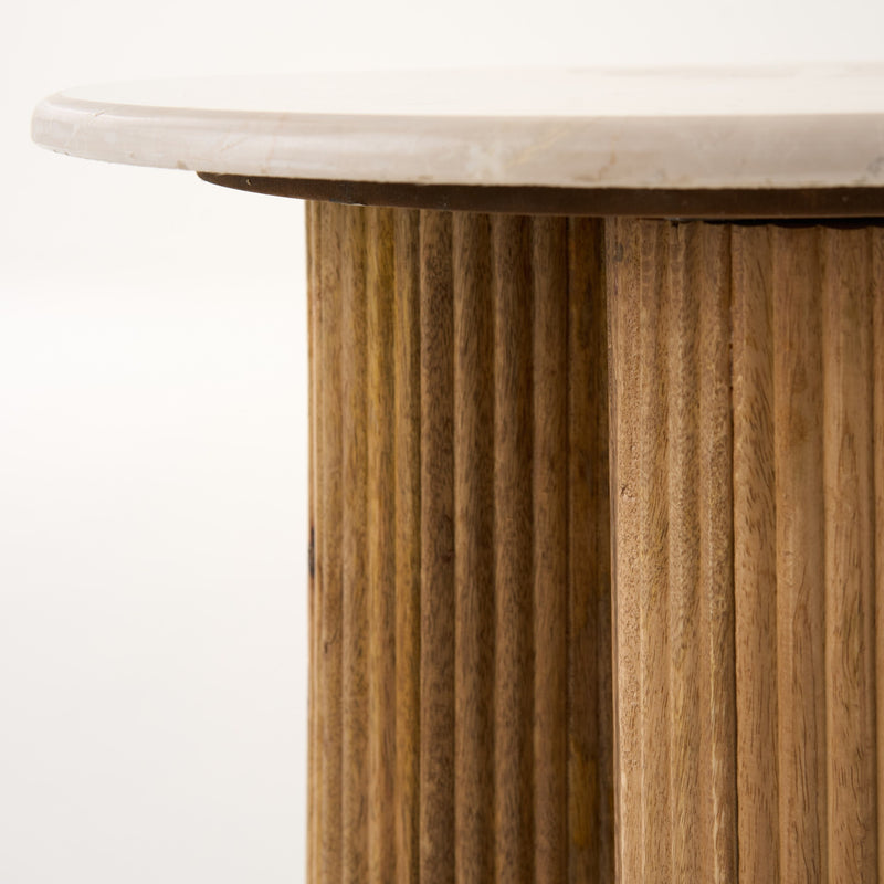 Hayden - Modern Marble + Wood Round End Table — view 2