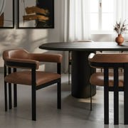 Hazen - Modern Camel Leather + Black Iron Dining Chair — view 4