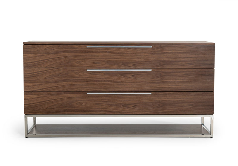 Heloise - Contemporary Walnut & Stainless Steel Dresser — view 3