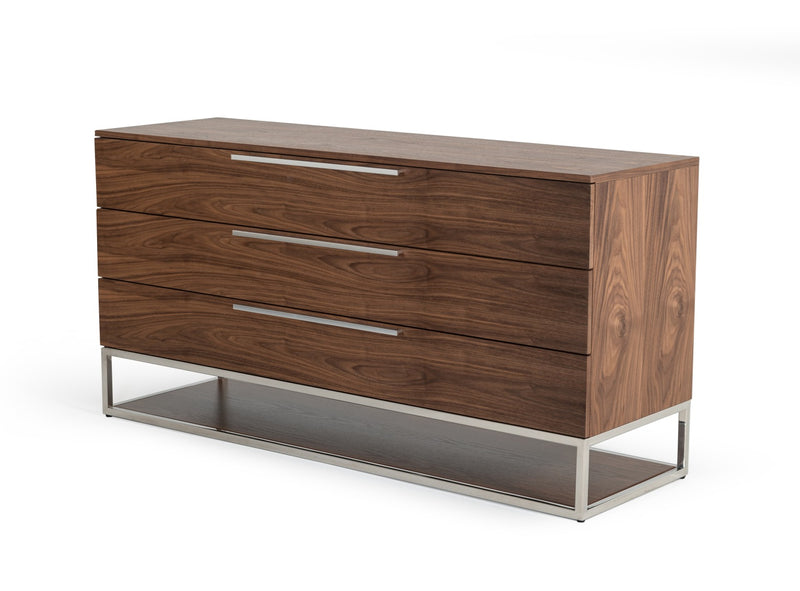Heloise - Contemporary Walnut & Stainless Steel Dresser — view 4