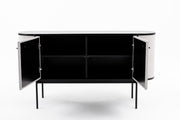 Hobart - Modern Beige Fabric & Black Metal Buffet