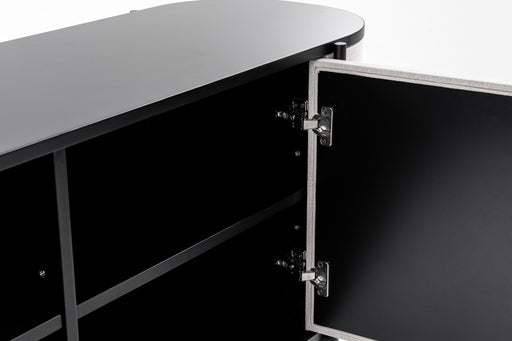 Hobart - Modern Beige Fabric & Black Metal Buffet — view 2
