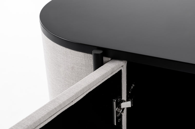 Hobart - Modern Beige Fabric & Black Metal Buffet — view 3
