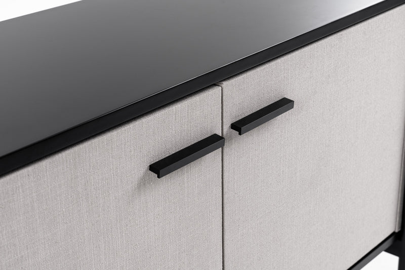 Hobart - Modern Beige Fabric & Black Metal Buffet — view 4