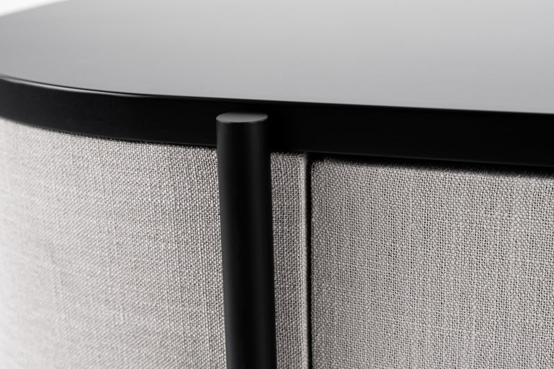 Hobart - Modern Beige Fabric & Black Metal Buffet — view 5