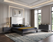 Heloise - Contemporary White Leather & Grey Elm 4-Piece Bedroom Set — view 4