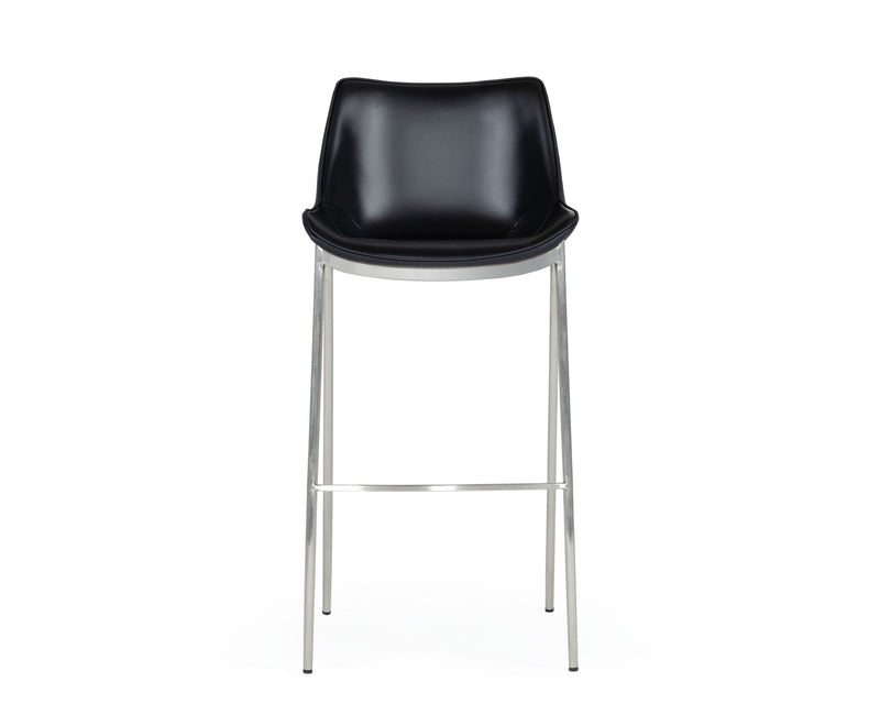 Hooper - Modern Black Eco-Leather Bar Stool (Set of 2)