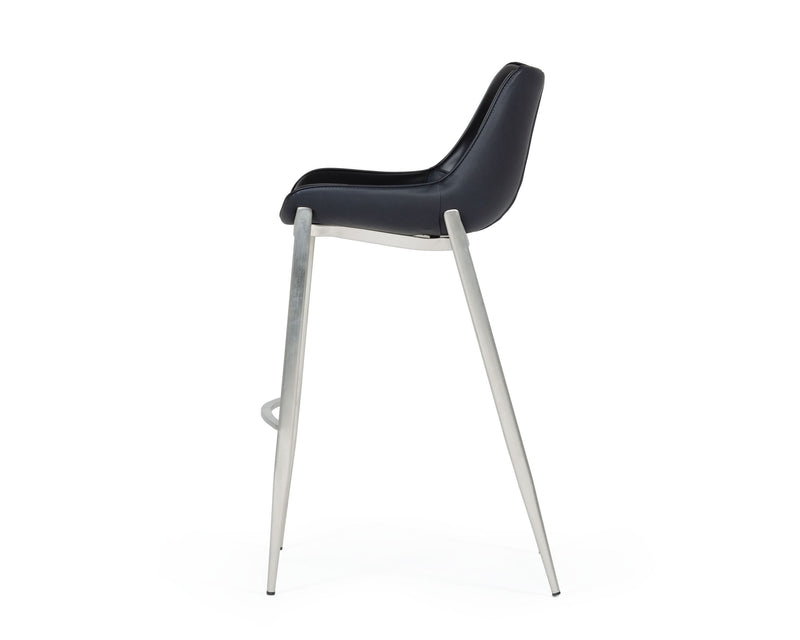 Hooper - Modern Black Eco-Leather Bar Stool (Set of 2) — view 2