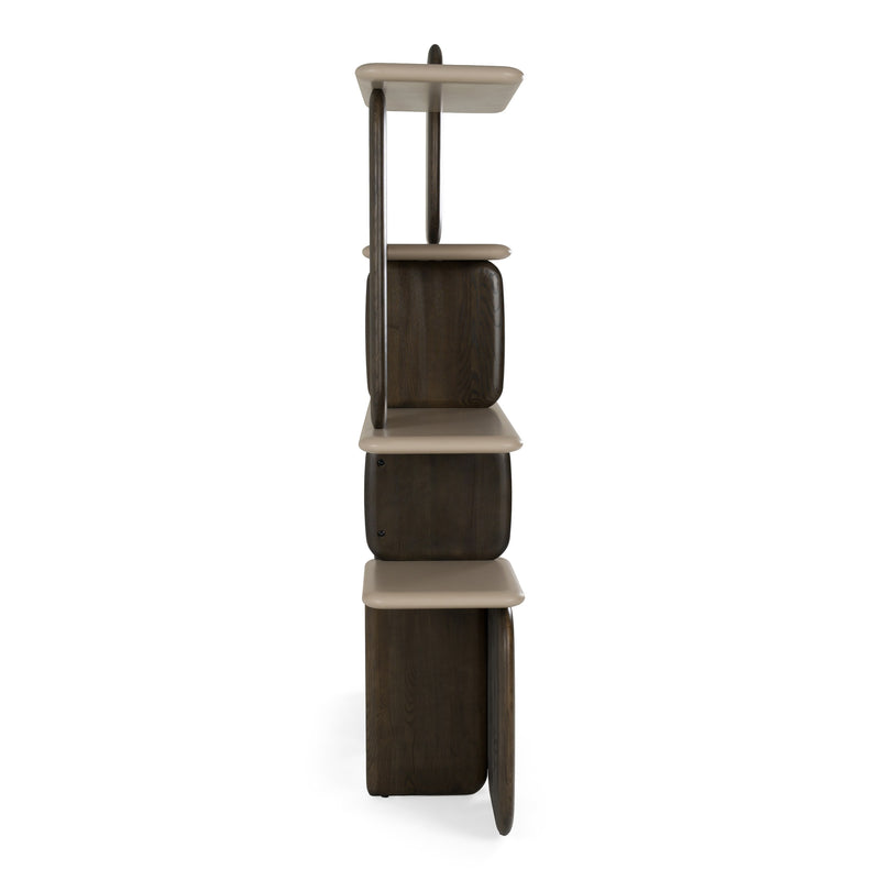 Horace - Contemporary Dark Brown + Taupe Bookshelf — view 2