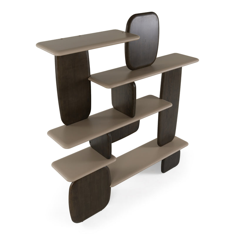 Horace - Contemporary Dark Brown + Taupe Bookshelf — view 3