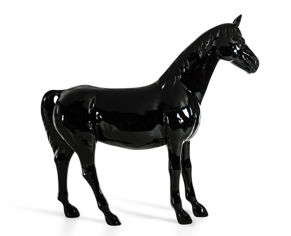 Black Full Size Horse Sculpture