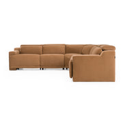 Horton - Modern Brown Fabric Sectional Sofa w/ 3 Recliners — view 3