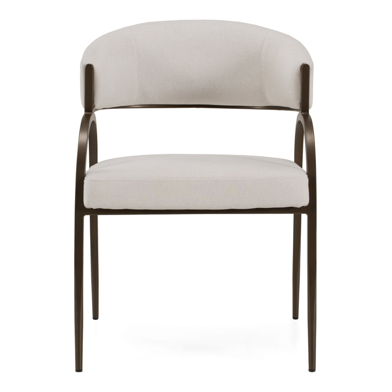 Hudson - Modern Off-White Fabric + Bronze Dining Chair — view 3