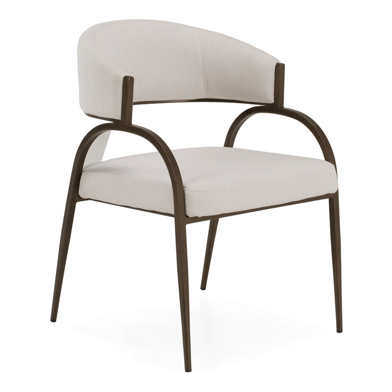 Hudson - Modern Off-White Fabric + Bronze Dining Chair — view 4