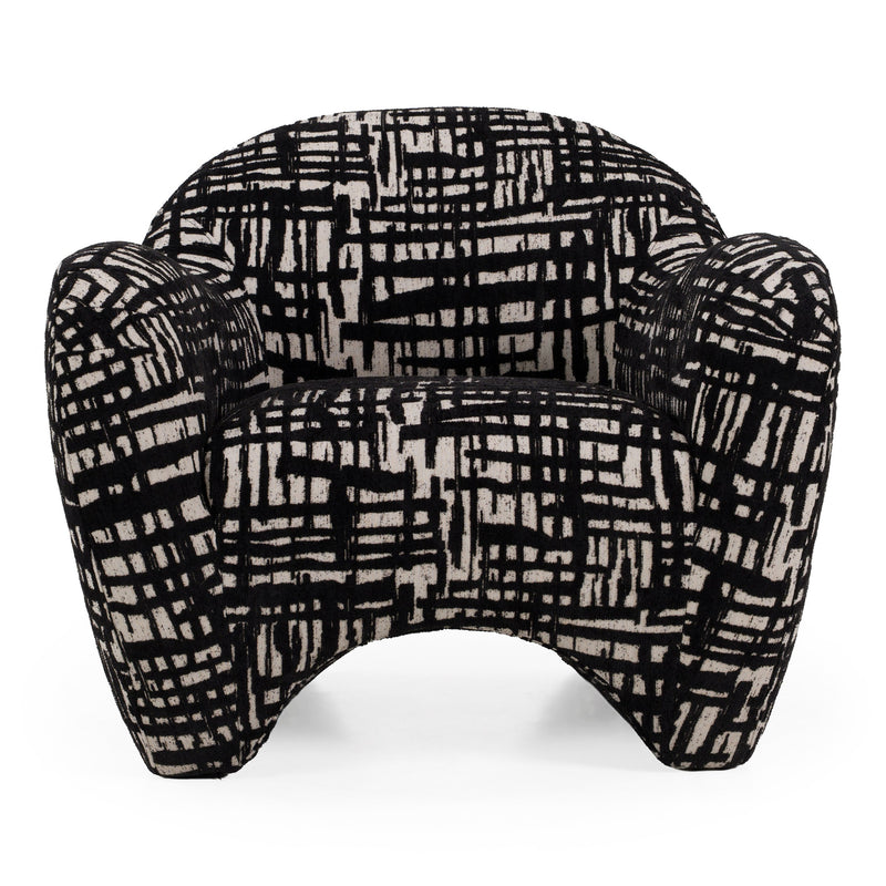 Hurd - Modern Black + Beige Pattern Fabric Accent Chair — view 4