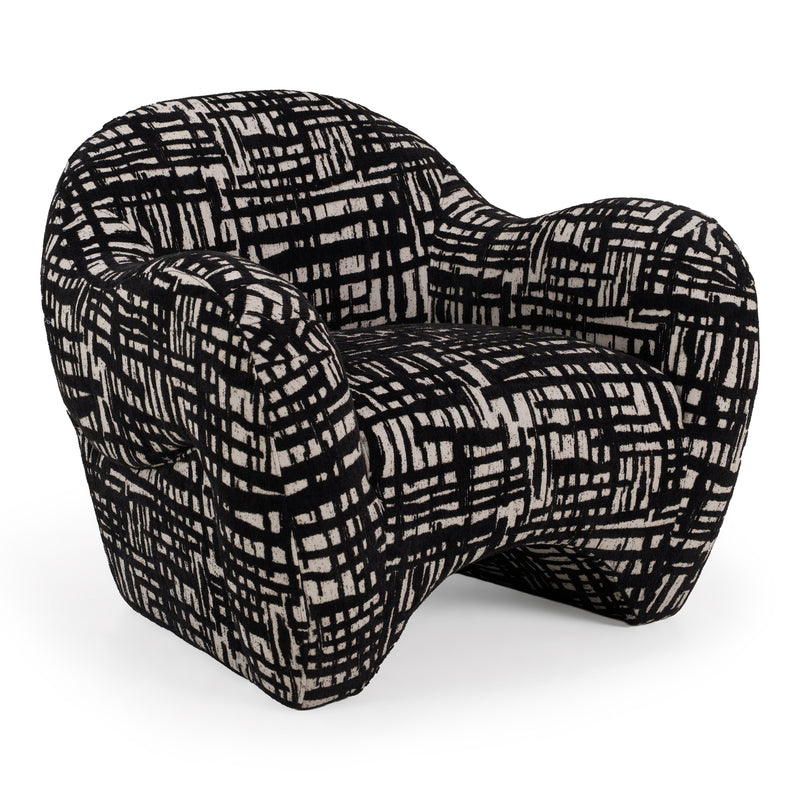 Hurd - Modern Black + Beige Pattern Fabric Accent Chair — view 5