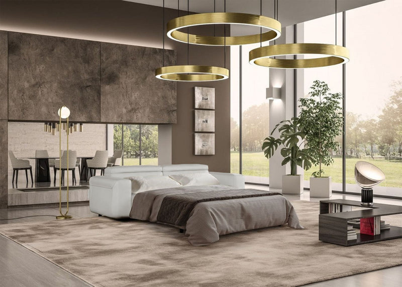 Icon - Modern Italian Grey Leather Sofa Bed — view 2