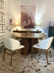 Depew - Mid-Century Modern Walnut Round Dining Table — view 5