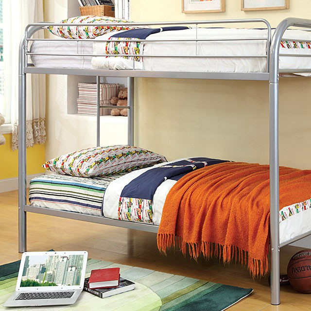 Rainbow Twin/Twin Bunk Bed Black, Silver, & White - R&R Furniture Gallery (Fountain Valley, CA)