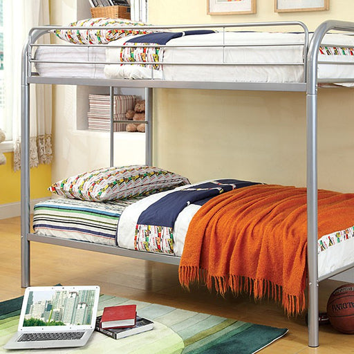 Rainbow Twin/Twin Bunk Bed Black, Silver, & White - R&R Furniture Gallery (Fountain Valley, CA)