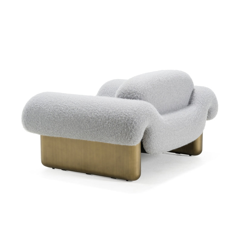 Imagine - Contemporary Grey Fabric + Antique Brass Accent Chair — view 5