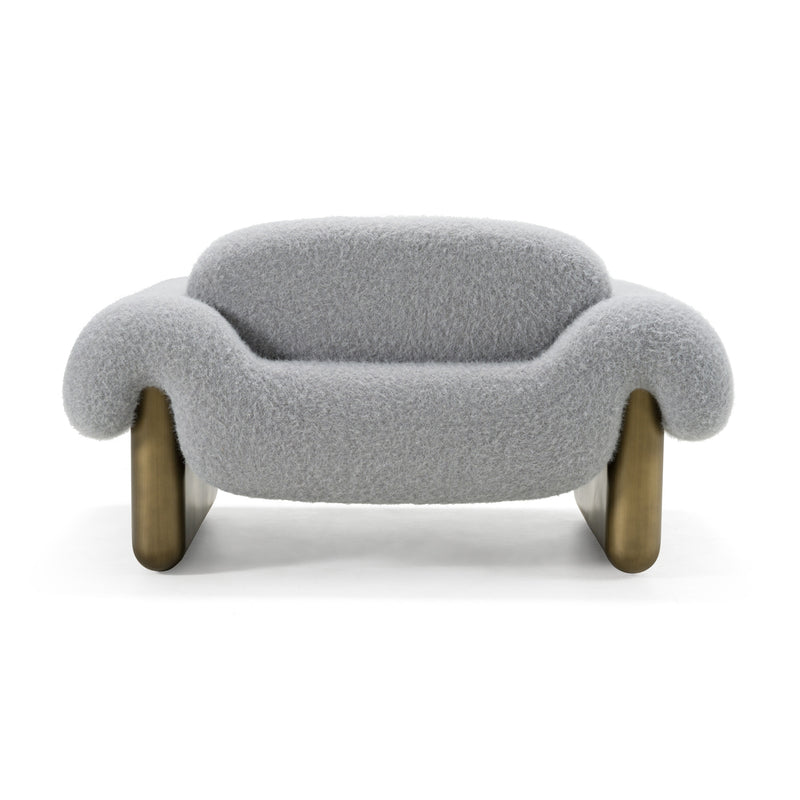 Imagine - Contemporary Grey Fabric + Antique Brass Accent Chair — view 3