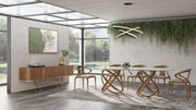Mason Modern Glass & Walnut Dining Table — view 2
