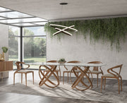 Mason Modern Glass & Walnut Dining Table — view 3