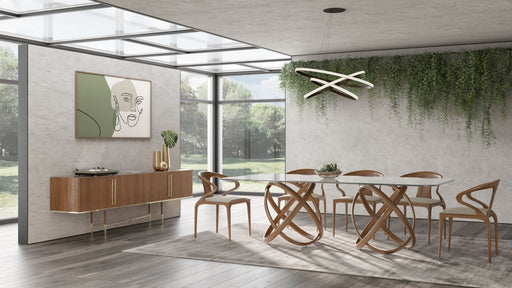 Mason Modern Glass & Walnut Dining Table — view 2
