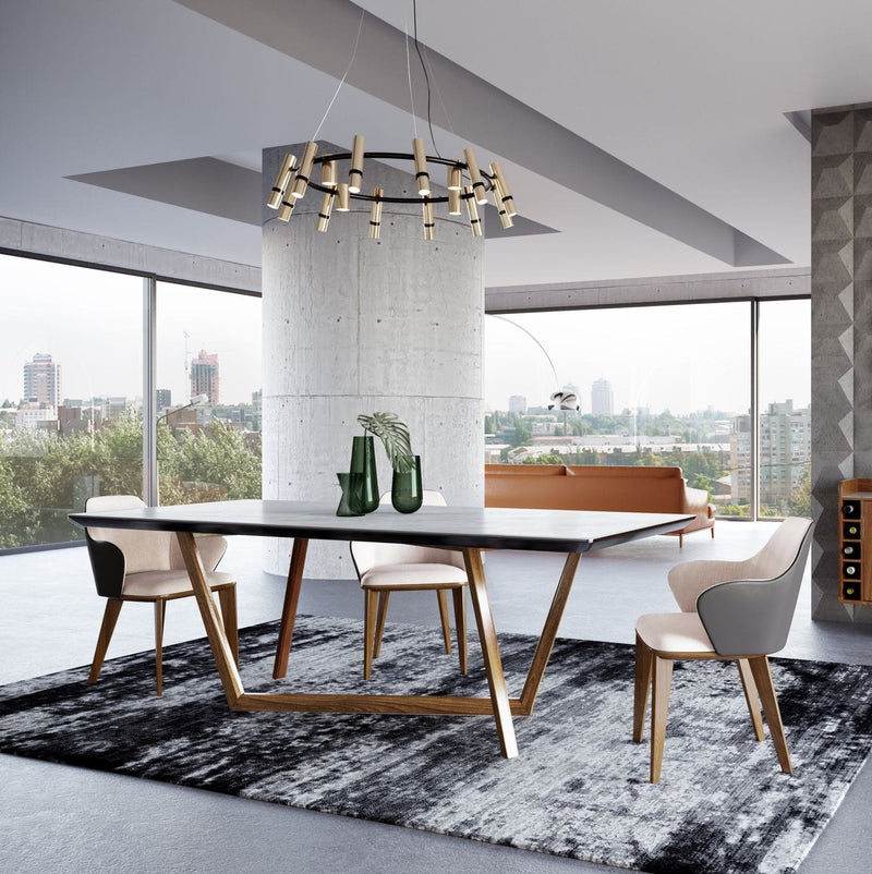 James - Contemporary Walnut & White Dining Table — view 5