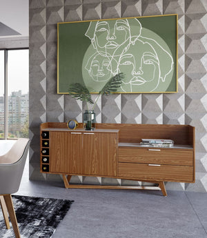 James - Contemporary Walnut & White Buffet — view 4