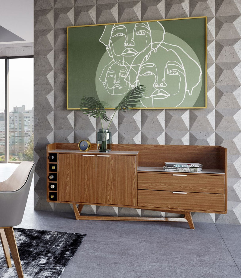James - Contemporary Walnut & White Buffet — view 4