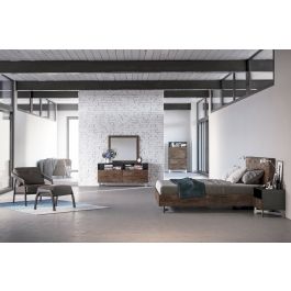 Eastern King Wharton Modern Dark Aged Oak Bedroom Set