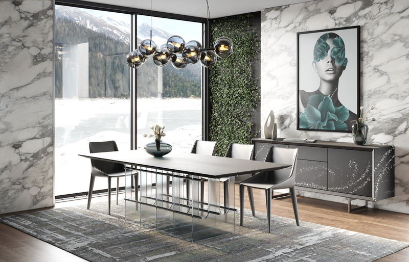 Inverness - Contemporary Black Oak + Acrylic Dining Table — view 5