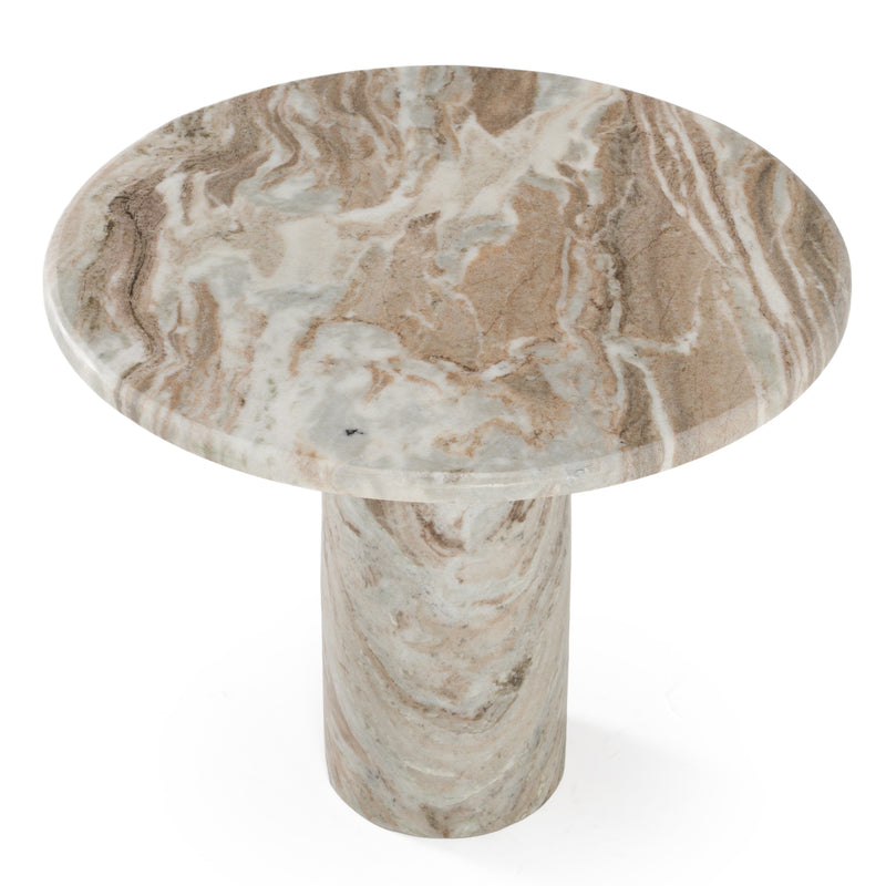 Isaac - Modern Natural Marble Round Coffee Table — view 2