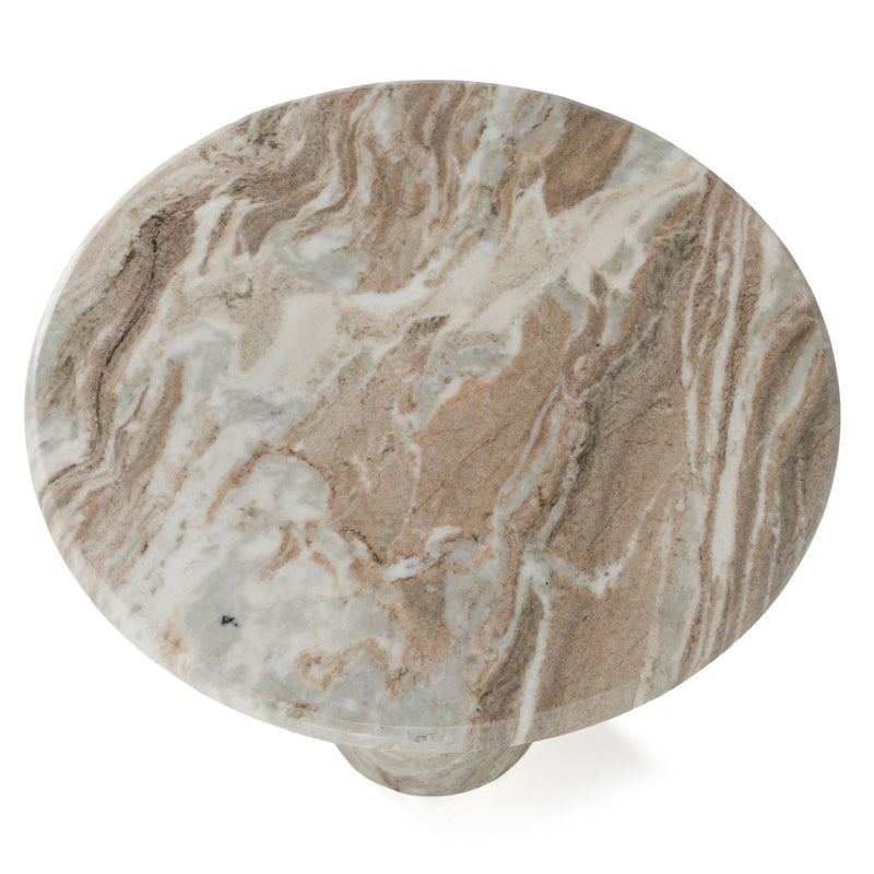 Isaac - Modern Natural Marble Round Coffee Table — view 3