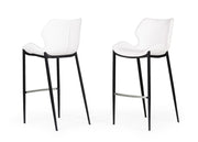 Ithaca - Modern White Leatherette Bar Stool (Set of 2)