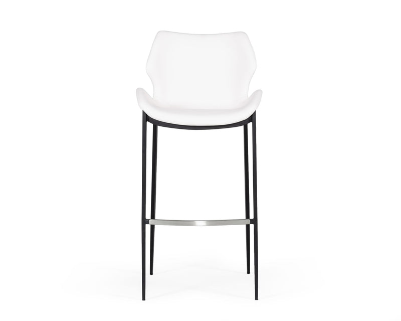 Ithaca - Modern White Leatherette Bar Stool (Set of 2) — view 2
