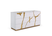Aspen Modern White & Gold Dresser