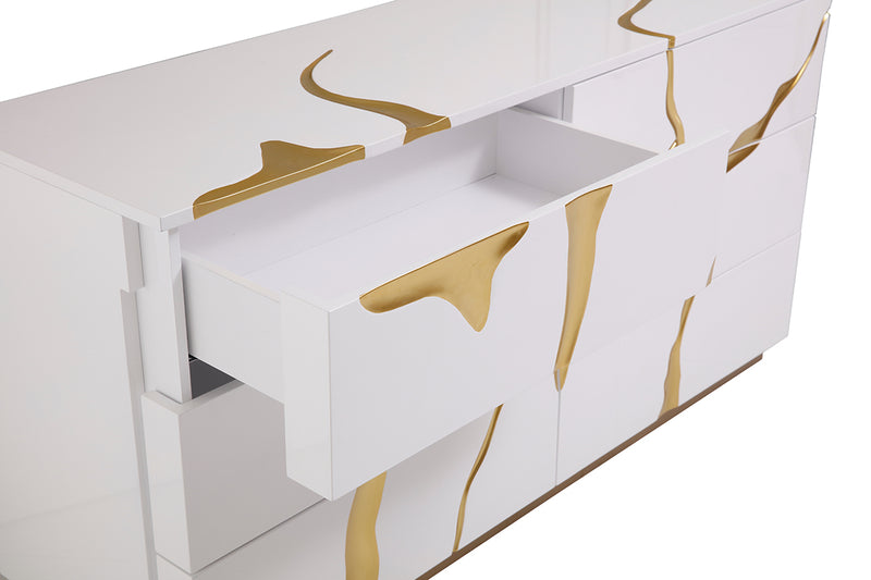 Aspen Modern White & Gold Dresser — view 4