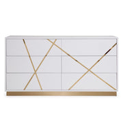 Nixa Modern Wide White and Gold Dresser