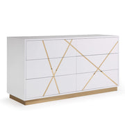 Nixa Modern Wide White and Gold Dresser — view 2