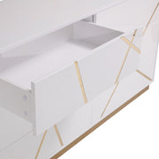 Nixa Modern Wide White and Gold Dresser — view 4