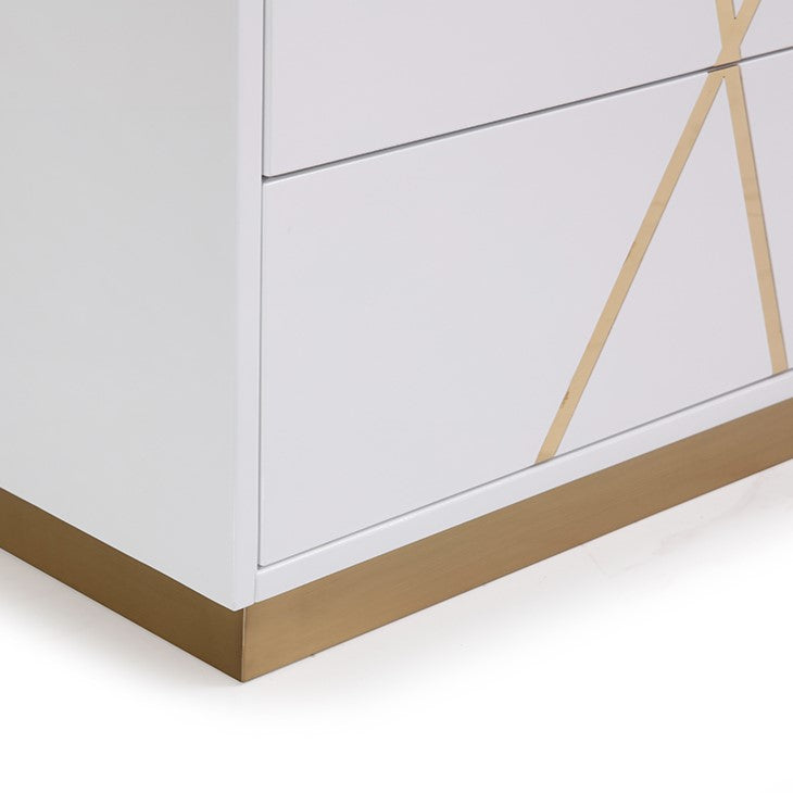 Nixa Modern Wide White and Gold Dresser — view 5
